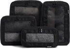Compression Packing Cubes for Travel - Luggage Organizer Bags - Double Zipper Packing Cubes for Suitcases (4-Pack, Black)
