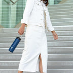 Maxi Stainless Steel Water Bottle 26oz - Double wall vacuum insulated | Integrated carry handle | leak proof flip top lid | Lightweight & stylish - Blue