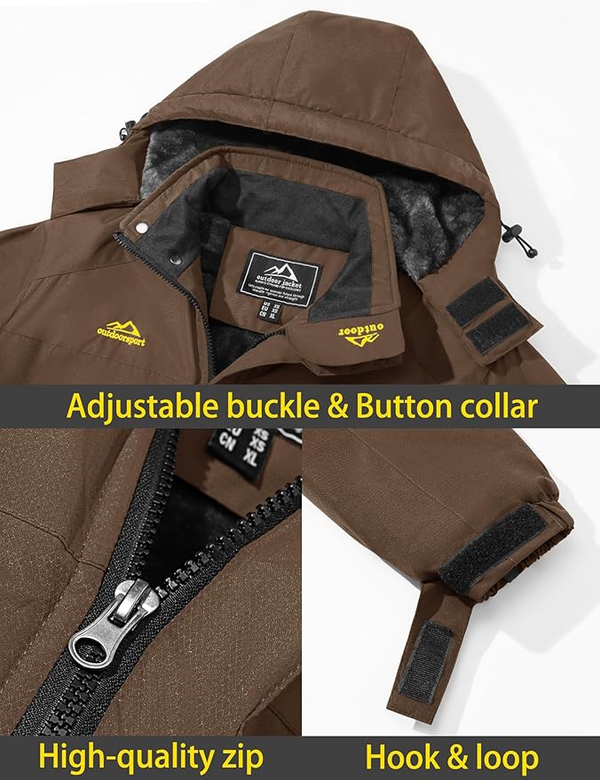 TACVASEN Men's Winter Ski Jacket Waterproof Snow Coats Snowboard Fleece Lining Jacket Warm Parka with Hooded