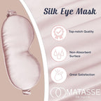 MATASSE Silk Eye Mask for Sleeping with Adjustable Elastic Band - 3D Contoured, Eye Cover Sleep Mask w/Genuine Mulberry Silk Including The Strap for Women, Men (Pink)