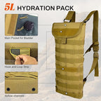 5L Hydration Pack, Water Backpack with 3L Water Bladder, MOLLE System for Outdoor Hiking, Biking, Running