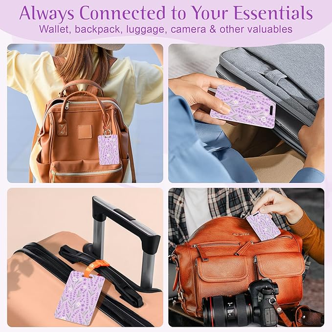 Wallet Tracker Card (iOS Only), Rechargeable Bluetooth Smart Tracking for Apple Find My Compatible Anti Tracker for Men Women Slim Item Locator for Purse Passport Key Luggage Tag (1Pcs/Purple FLR)
