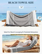 LANE LINEN Beach Towel, Oversized Beach Towel 39"x71", Lightweight Beach Essentials for Women, Large Pool Towel, Absorbent & Quick Dry, Sand Free Beach Towel - Ebony