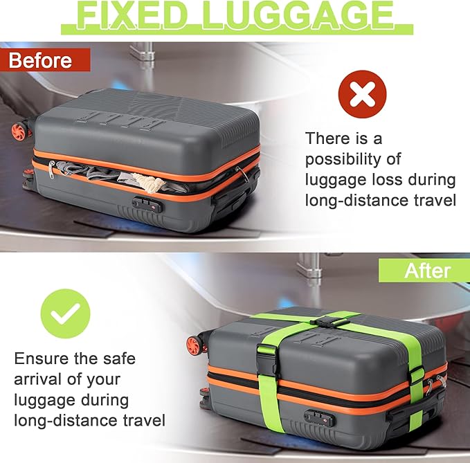 Luggage Straps for Suitcases 4 Pack, TSA Approved Travel Essentials, Luggage Strap for Travel Suitcase & Bag Closure and for Easy Identification, Travel Accessories for Safety & Convenience (Rose Red)