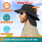 SUN CUBE Wide Brim Sun Hat Men Women, Fishing Hats Sun UV Protection, Mens Hiking Bucket Hat Safari Beach Boonie, UPF 50+