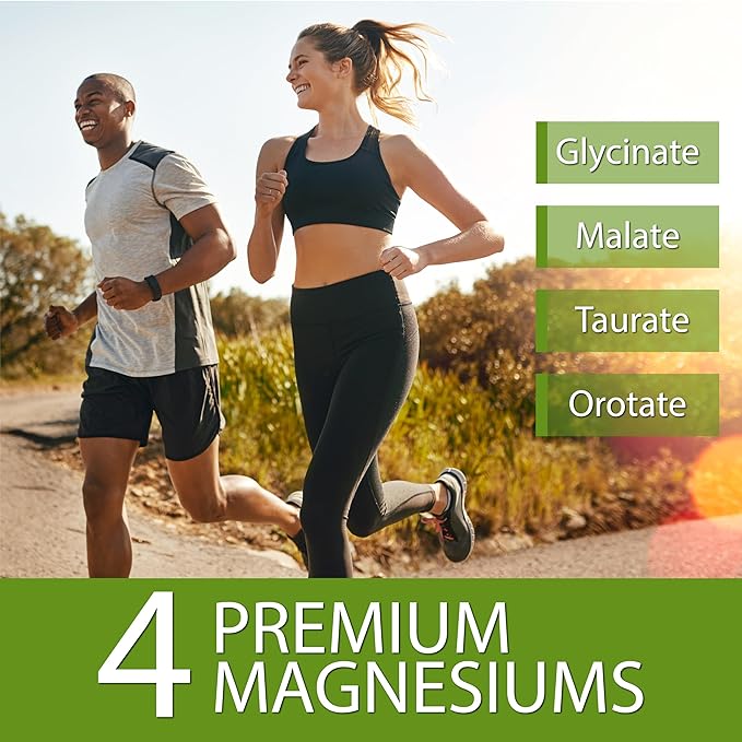 Active Lifestyle 4X Magnesium Supplement, Magnesium Glycinate, Taurate, Malate, Orotate Complex, Calm Sleep, GMO Free, Gluten Free, Soy Free, Dairy Free, Lab Tested, Made in USA