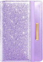 Passport Holder Cover,Traveling Passport Case Glitter Cute Passport Wallet for Women Purple