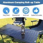Ablazer Camping Table with Carry Bag, Adjustable Height Portable Table for Outdoor, Camping, Picnic, Beach, Aluminum Picnic Roll-up Table for 4-6 Person