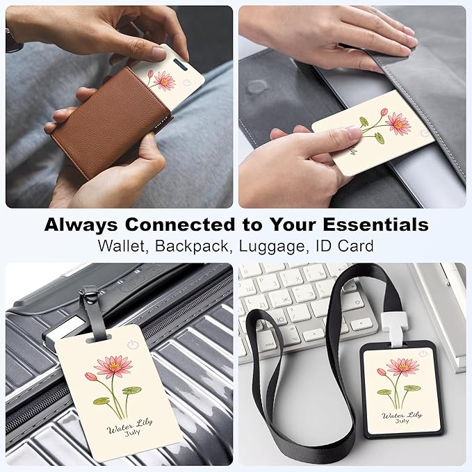 Wallet Tracker Card (iOS Only), Rechargeable Bluetooth Smart Tracking for Apple Find My Compatible Anti Tracker for Men Women Slim Item Locator for Purse Passport Key Luggage Tag (1Pcs/JUL FLR)