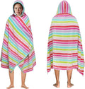 COTTON CRAFT Hooded Beach Towel – Oversized 35 x 70 Towel with Hood for Adults - 100% Cotton Velour Dobby Terry Towel - 450 GSM Pool Bath Wrap - Soft Absorbent Quick Dry – Pink Multi