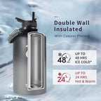 Trebo One Gallon Water Bottle Insulated with Paracord Handle,128oz Stainless Steel Sports Large Jug Food-grade Double Wall Vacuum with Straw Spout Handle Lids, Leakproof Keep Cold & Hot, Dark Gray