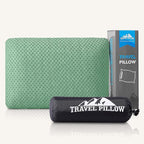 Travel Pillow Memory Foam Pillows, Camping Pillow- Compressible Medium Firm, Breathable Cover, Ideal Backpacking Hiking, Bed Pillows, Airplane and Car (Green, S)