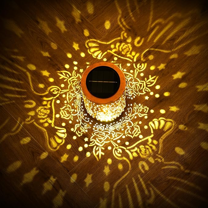 Hummingbird Solar Lantern Outdoor Waterproof, Large 13.4" Metal Hanging Decorative Lantern, Upgraded Solar Panel & 2000mAh Battery, Warm Glow Lighting for Garden – Seasonal Gift for Nature Lovers