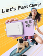 miisso 6000mah Ultra Slim Built in Cables Power Bank, Card Size Built in USB C Cords Battery Pack Portable Charger for Phones, 3 Output External Battery Pack Compatible with iPhone, Snow White