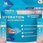 HydroMATE Electrolyte Powder Peach Tea Hydration Packets Low Sugar 16 Count