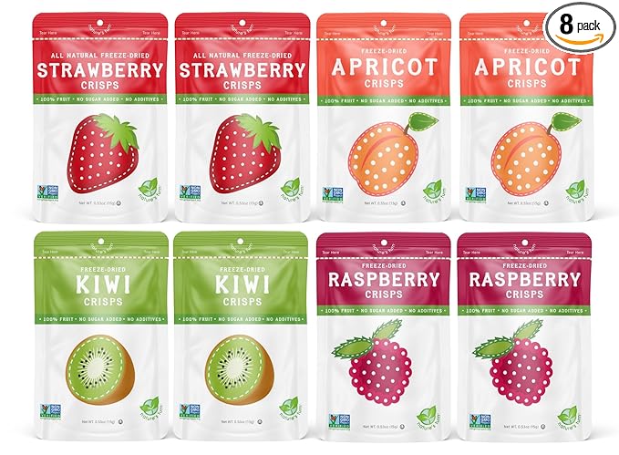 Nature’s Turn Freeze-Dried Fruit Crisps – Healthy, Gluten-Free, Crispy & Delicious, Plant-Based Snack, Ideal for Cereal, Smoothies, School Lunches, & On-the-Go, Sour Variety, Pack of 8 (0.53 oz Each)