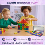 Desire Deluxe Micro Magnetic Tiles Building Blocks Toy - STEM Educational Travel Size Magnetic Blocks for Kids, Learning Sensory Montessori Toddler Magnetic Toys 3+ YO (Not Glitter, 28pc)