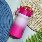 BJPKPK Insulated Water Bottle 14oz Stainless Steel Water Bottles With Straw And Carry Handle Double Wall Metal Thermo,Indigo Black