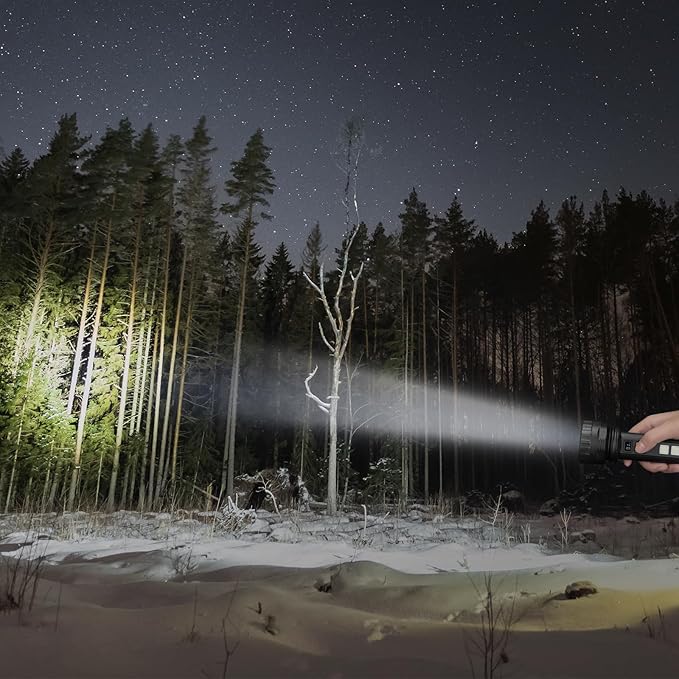 Solar Flashlights, 1500 Lumens Led Solar Powered Flashlights with Digital Display 2000mAh Battery Rechargeable Handheld Flashlights IP65 Waterproof Flashlights for Survival Emergencies, 1 Pack