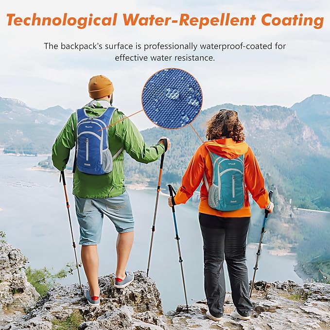 Seektop Small Hiking Backpack 12L to 15L Expandable Travel Packable Waterproof Daypack Lightweight Hiking Bag for Women Men