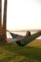 ENO DoubleNest Hammock - Lightweight, Portable, 1 to 2 Person Hammock - for Camping, Hiking, Backpacking, Travel, a Festival, or The Beach - Mantra/Gold