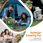 Camping LED Fan with Light, 40000mAh Rechargeable Battery Powered Outdoor Tent Fan with Light and Hook, 6 Speed, Personal USB Desk Fan for Camping, Fishing, Power Outage,Hurricane, Worksite