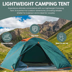 2 Person Tents for Camping, Camping Tent Double Layer Lightweight Waterproof Tent, Windproof with 10 Pegs & 2 Wind Ropes, Ventilated & Bug Free with 2 Mesh Doors for Backpacking, Camping,Hiking