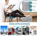 Inflatable Travel Foot Rest Pillow, Adjustable 3 Layers Height Leg Rest Pillow, Kids Airplane Bed, Adults Travel Essentials on Plane, Trains, Cars, Office, Home (Grey, 2 PC)