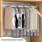 Upgraded Thickened Clear Garment Bags for Hanging Clothes 4 Packs, 10“ Gusseted Clothes Hanging Storage Bags for Closet, Shirts, Coats, Dresses (50 inch)