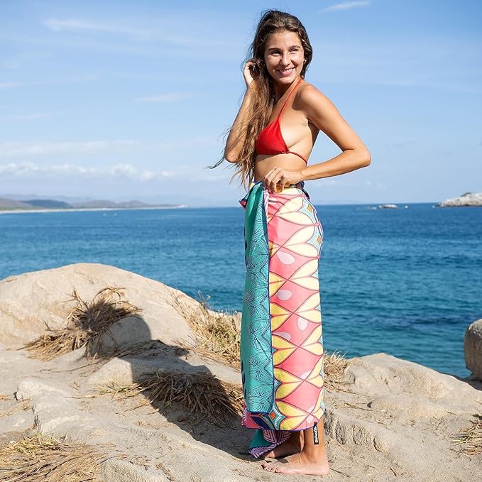 Quick Dry Towel Extra Large 78x35 Inch - Microfiber Beach Towel - Perfect for Beach, Travel, Swimming, Pool, Yoga, Hiking, Camping - Lightweight, Fast Drying, Compact for Adults (Bohemian)