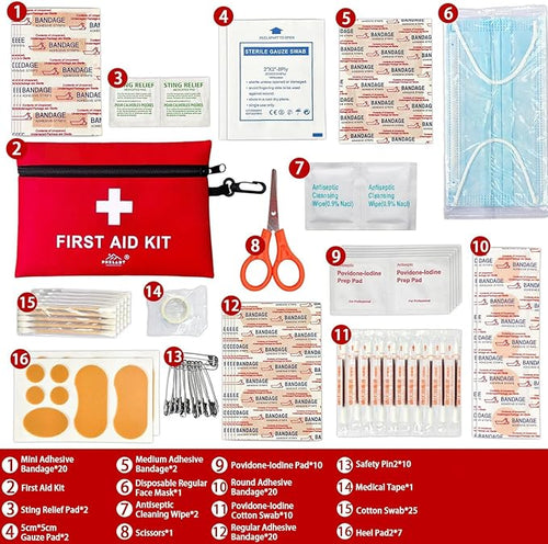 152 Piece Small First Aid Kit, Travel Size First Aid Kit TSA Approved, Mini Forst aid kit for Home, Car, Travel, Camping, Truck, Sports, Office, Hiking Med Kit for Backpack;