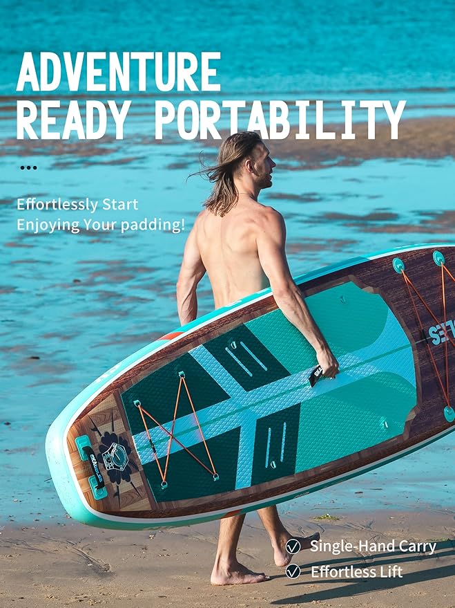 11' Inflatable Stand Up Paddle Board – Extra Wide SUP for Adults & Kids of All Skill Levels, Stable Paddleboard with Pump, Fins, Backpack, Accessories & Waterproof Phone Pouch