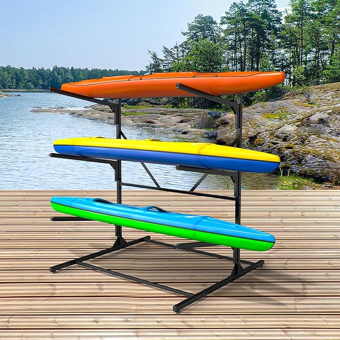 Kayak Rack for Outdoor Storage, Kayak Storage Rack, Adjustable Freestanding Kayak Rack Stand Holder for Paddleboard Surfboard for Indoor, Outdoor