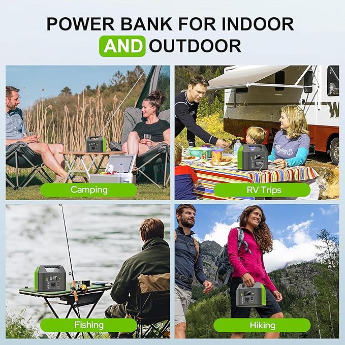 SinKeu Portable Power Station, 122.8Wh LiFePO4 Battery with 150W Output, 38,400mAh Laptop Power Bank Station for Outdoor Travel, Camping, Home, Emergency-Green