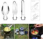 Odoland Camping Cookware Mess Kit, Lightweight Pot Pan Kettle with 2 Cups, Fork Spoon Kit Stainless Steel, gray for Backpacking, Outdoor Camping Hiking and Picnic