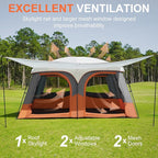 Vidalido Tents，6-8 Person Camping Tent with Extended Vestibule，2 Room Weather Resistant Family Tents，Easy Install Waterproof Outdoor Tent for Backpacking and Camping Hiking