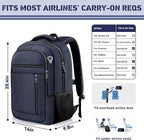 Travel Backpack, Extra Large 45L Travel Backpack for Men & Women, Expandable Laptop Bag, Water Resistant Computer Backpack Fits 18.4 Inch Laptop, Lightweight Daypack for Flight, Blue