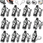 Arrowbash 12 Pack Emergency Survival Whistle 7-in-1 Compass Hiking Survival Safety Whistle with Lanyard Outdoor Multifunctional Tool Ideal for Hiking Camping Rescue Signaling