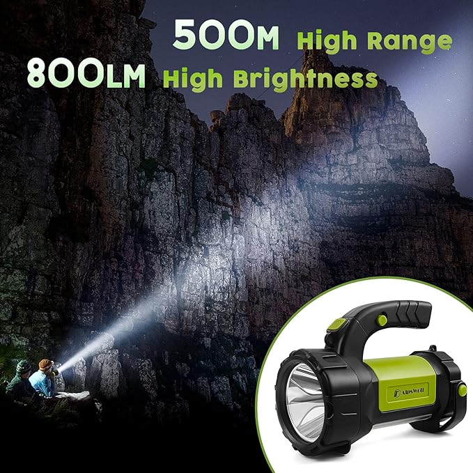 AlpsWolf Camping Lantern Rechargeable, LED Flashlight Spotlight Lantern with 800LM, 3600 mAh, Strap Included Portable Bright Camping Light for Emergency, Outdoor Hiking, Power Outages