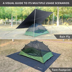 Clostnature Waterproof Camping Tarp for Tent - Ultralight Hammock Rain Fly for Backpacking, Heavy Duty Camping Hiking Awning Lightweight Rain Tarp Tent Shelter Camping Gear Must Haves
