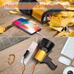 BUYSIGHT Rechargeable Spotlight, 1000 high Lumen Handheld Flashlight, Large Flashlight Lightweight and Super Bright Searchlight (Gold Aluminium_Alloy)