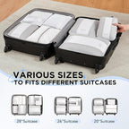 8 Set Compression Packing Cubes for Travel Essentials,Compressible Expandable Packing Cubes for Suitcase,OlarHike Luggage Organizer Bags for Travel,Handy Helper for Organizing Clothes(White)