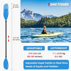 Kayak Paddles with Alloy Shaft and PP Blade, Floating Kayaking Oars, Adjustable 230-250 cm/90-98 Inches, 210-230 cm/82-90 Inches