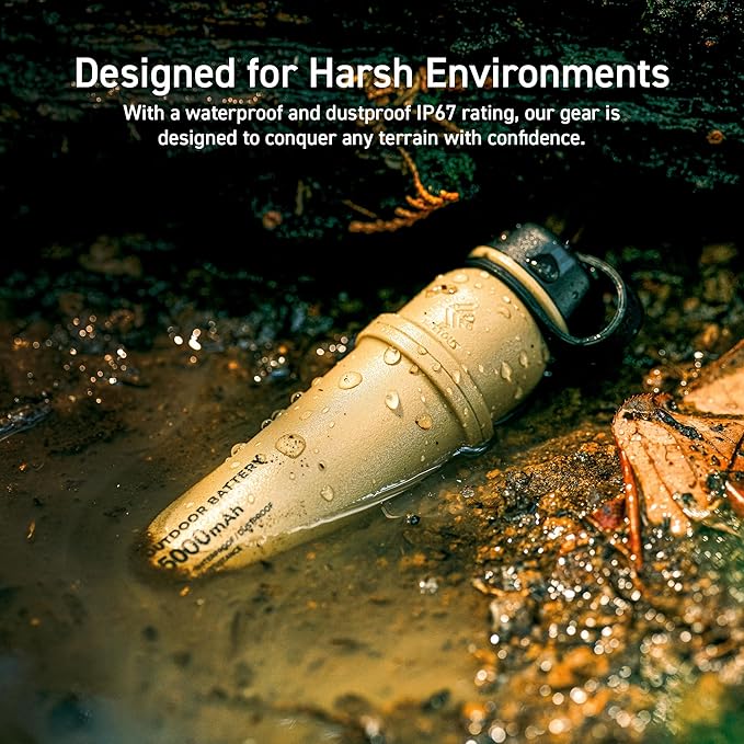 NESTOUT Rugged Portable Charger, 5000mAh Outdoor Battery Power Bank, 15W USB C Fast Charging, Waterproof IP67, Durable Shockproof, Tactical Battery Pack for Phone EDC Hiking Camping (Blue Gray)