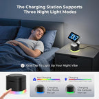 5 in 1 Magnetic Wireless Charger Stand with Night Light, Foldable Wireless Charging Station Built-in Retractable Cable, Fast Wireless Charger for iPhone 17/16/15/14/13/12, Apple Watch, AirPods Pro 3