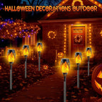 10 Pack Solar Lights Outdoor, Mini Solar Torch Lights with Flickering Flame for Halloween Decor, Solar Halloween Lights Waterproof Solar Powered Outdoor Lights for Garden Pathway Patio Yard Porch