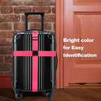 Luggage Straps for Suitcases TSA Approved Travel Belt 4 Pack by Chelmon (Rose Red)