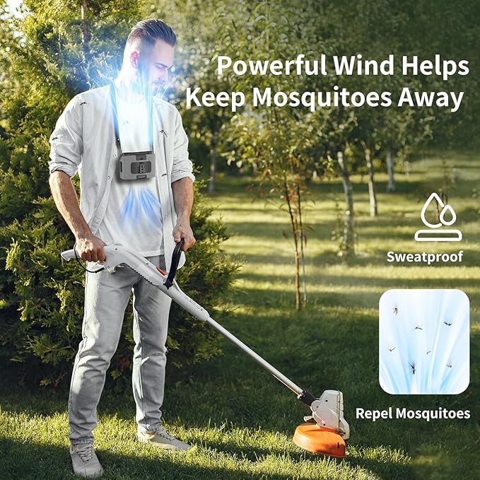 Socool 10000mAh Portable Waist Fan Clip on Wearable Belt Personal Fans Rechargeable Battery Operated, 20H Cooling with 10 Speeds & Dual Motors,Neck Hanging Hands-Free for Outdoor Travel Power Bank