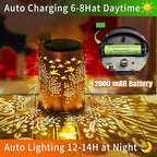 Tree of Life Solar Lantern Outdoor Waterproof, Large 13.4" Metal Hanging Decorative Lantern, Enlarged Solar Panel & 2000mAh Battery, Warm Glow for Garden, Patio Decor – Housewarming Gift for Women