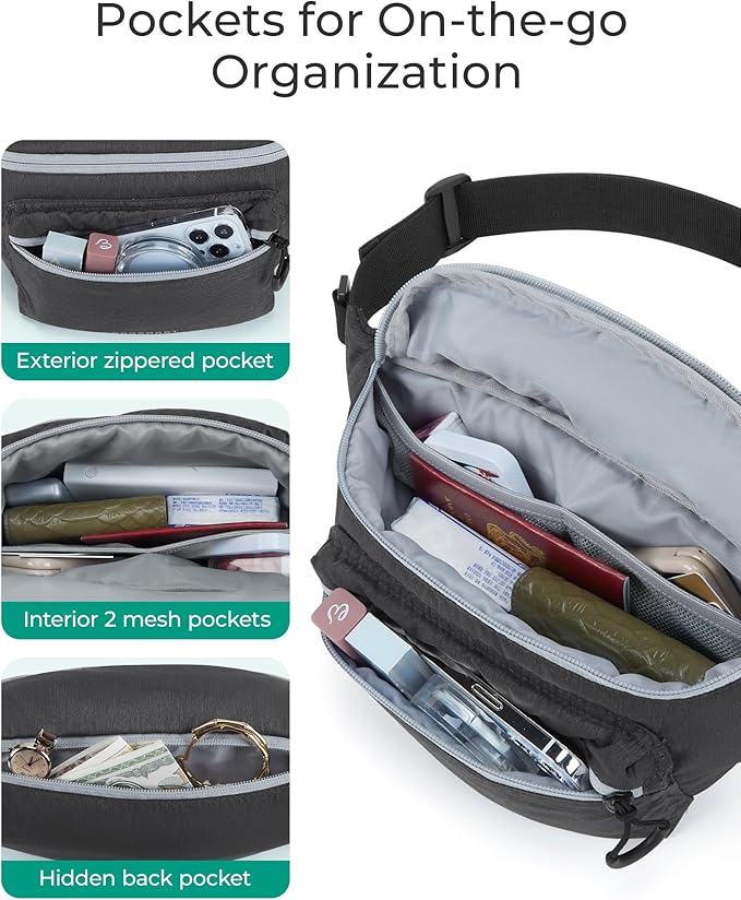 BAGSMART Fanny Packs for Women Men, Roomy Belt Bag with Adjustable Strap, Fashion Waist Packs for Running Traveling Hiking, Camel
